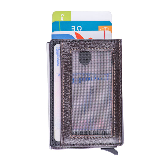 Portacarte da uomo in pelle naturale nero-marrone Contractor, protezione RFID