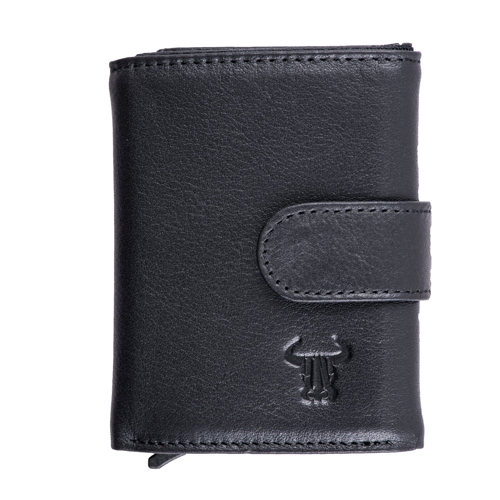 Portacarte da uomo in vera pelle nero Master Slide Pro, protezione RFID