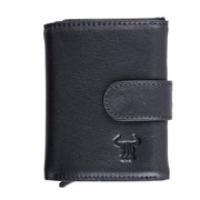 Portacarte da uomo in vera pelle nero Master Slide Pro, protezione RFID