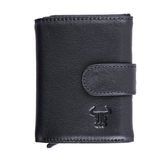 Portacarte da uomo in vera pelle nero Master Slide Pro, protezione RFID