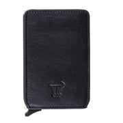 Master Slide Herren-Kartenetui aus echtem schwarzem Leder, RFID-Schutz