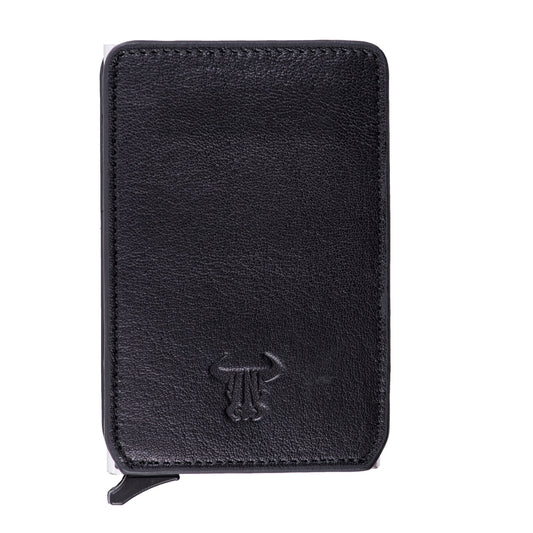Portacarte uomo in vera pelle nera Master Slide, protezione RFID