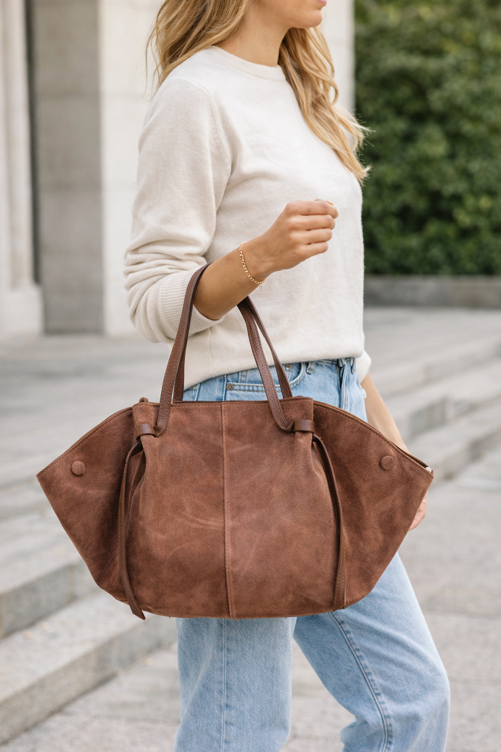 Borsa da donna in vera pelle color cuoio Alice