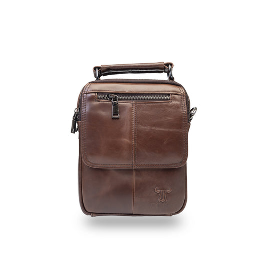 Borsa da uomo in vera pelle marrone Trio