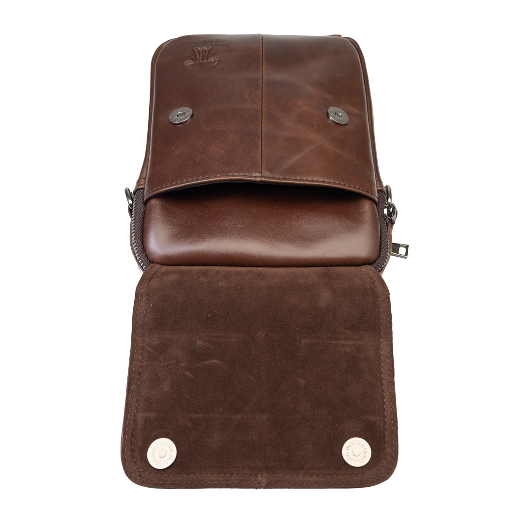 Borsa da uomo in vera pelle marrone Trio