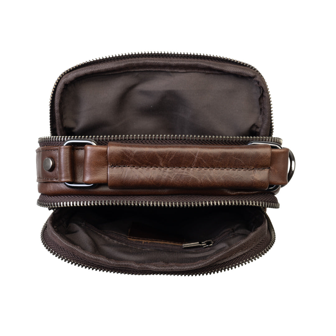Borsa da uomo in vera pelle marrone Trio