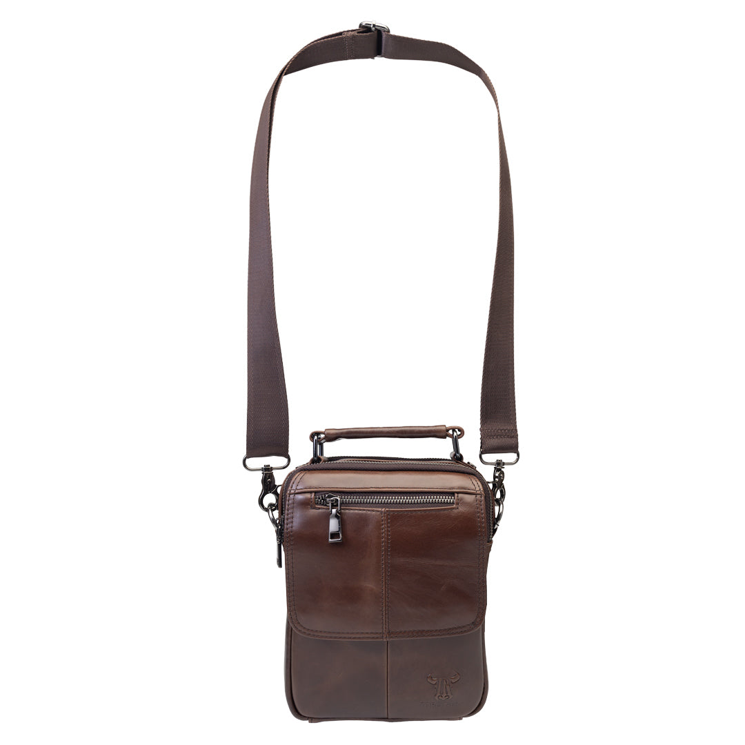 Borsa da uomo in vera pelle marrone Trio