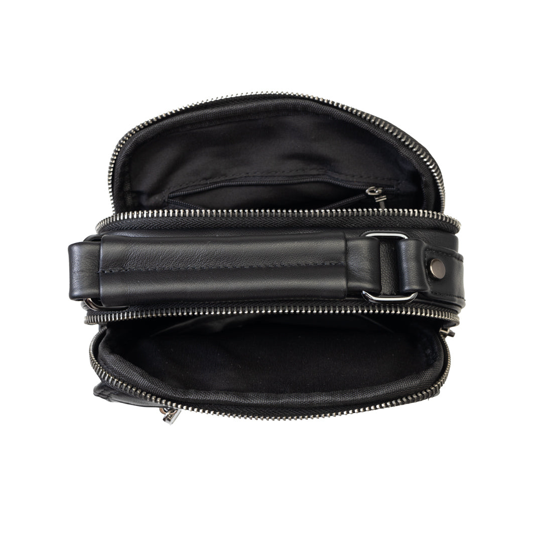 Borsa uomo in vera pelle nero Trio