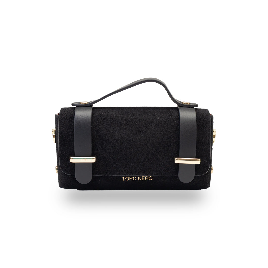 Borsa da donna in pelle scamosciata nera Natalia