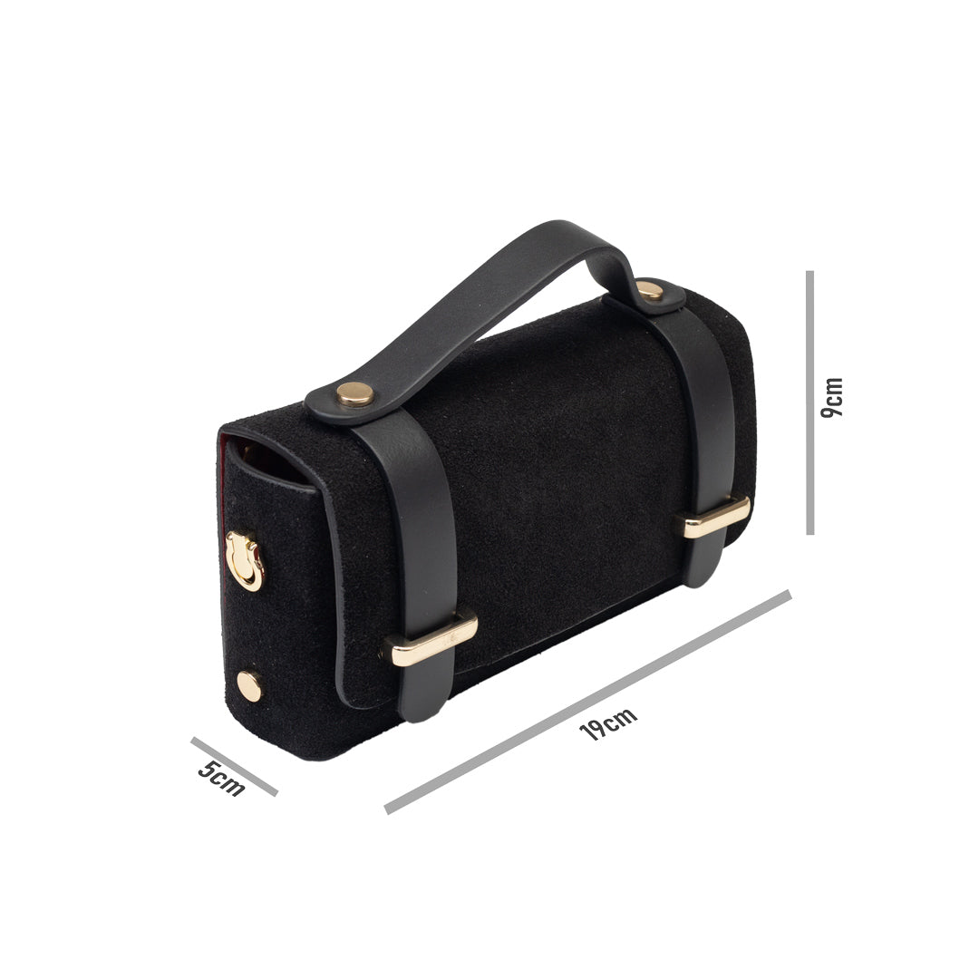 Borsa da donna in pelle scamosciata nera Natalia