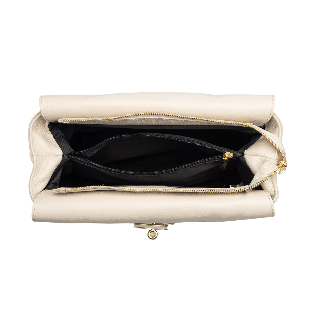 Borsa da donna in pelle naturale beige Mira