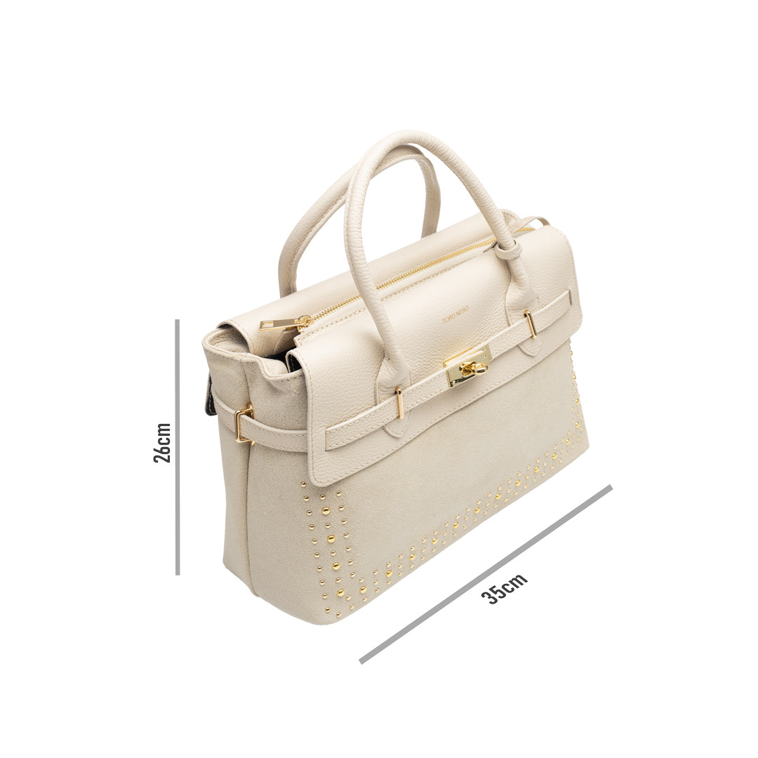 Borsa da donna in pelle naturale beige Mira