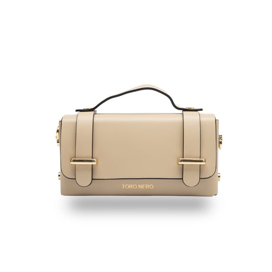 Borsa da donna in vera pelle beige Natalia