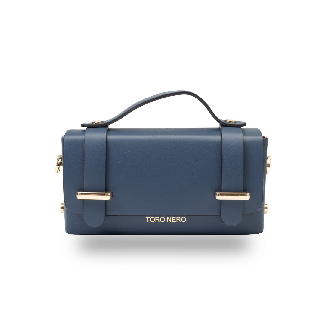 Borsa da donna in vera pelle blu scuro Natalia