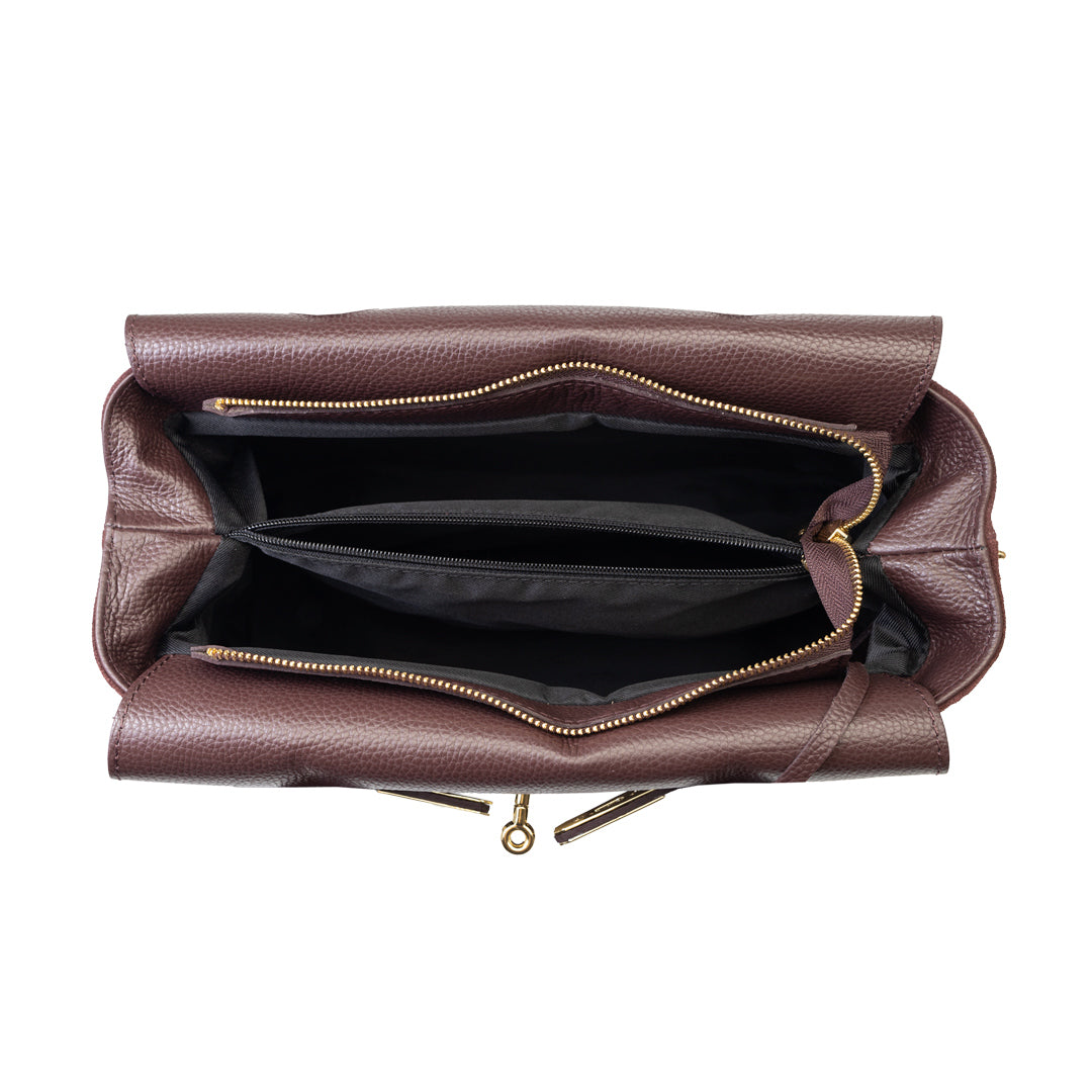Damenhandtasche aus echtem Leder in Bordeauxrot Mira