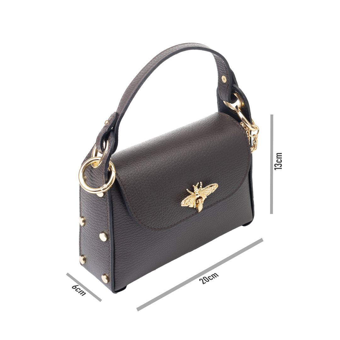 Borsa da donna in pelle naturale marrone scuro Iris