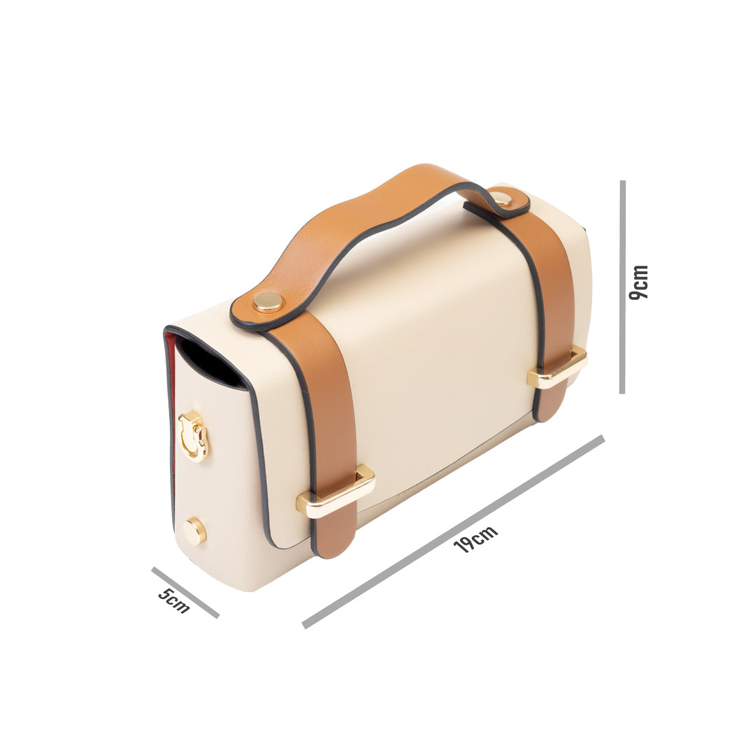 Borsa da donna in vera pelle marrone-beige Natalia