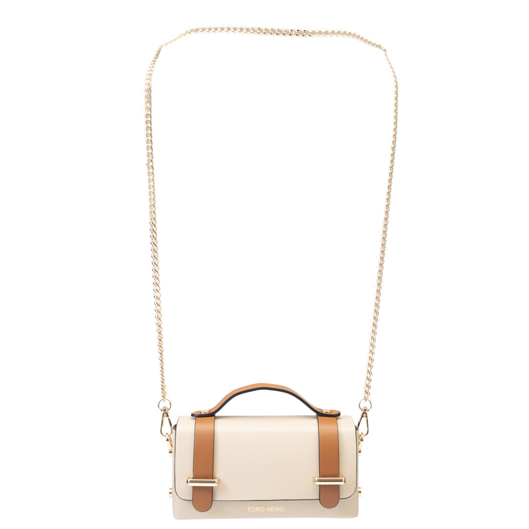 Borsa da donna in vera pelle marrone-beige Natalia