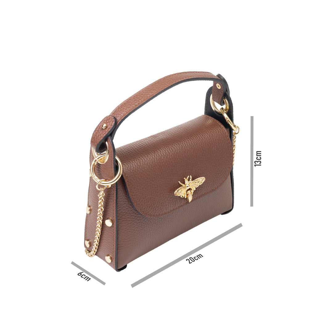 Borsa da donna in pelle naturale marrone cognac Iris