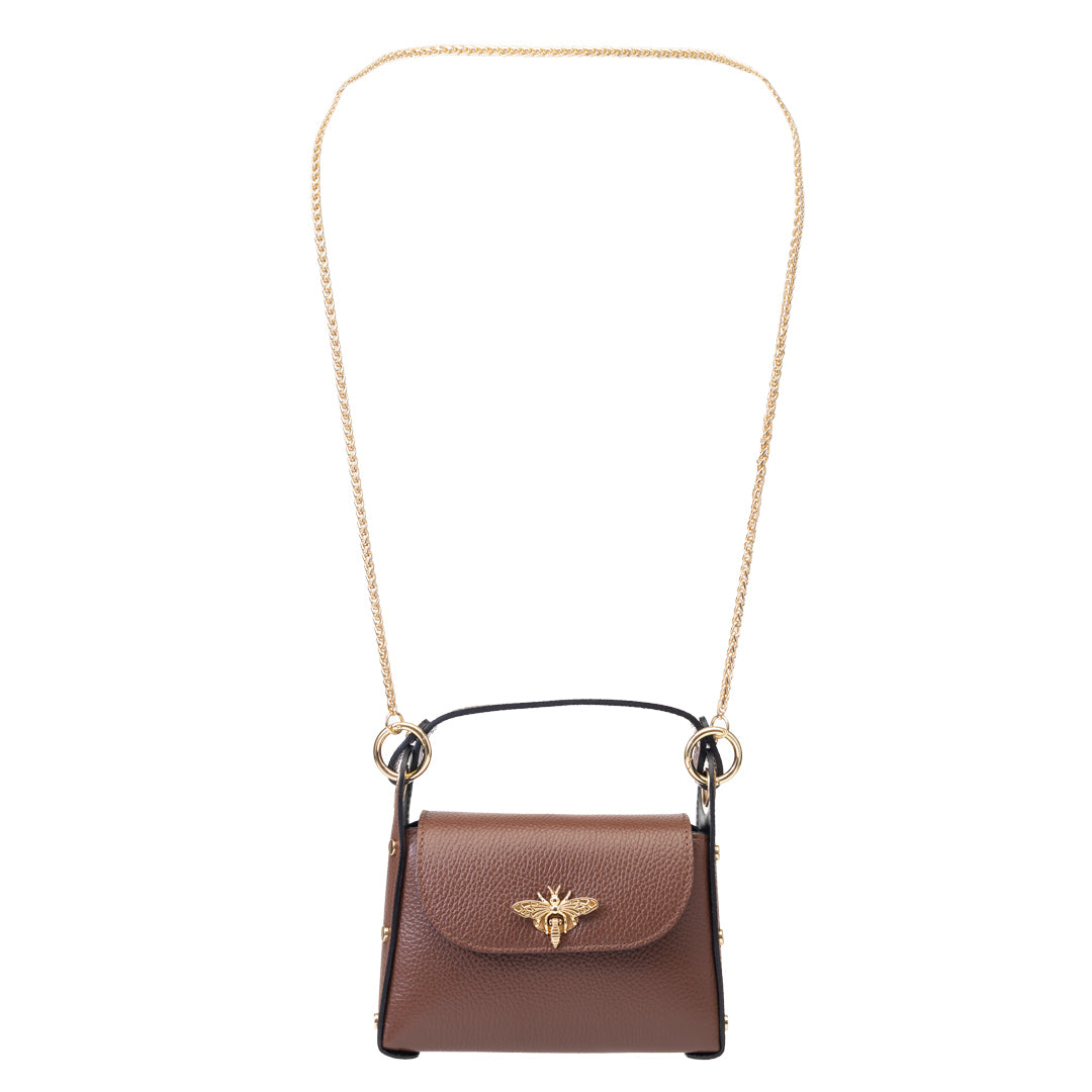 Borsa da donna in pelle naturale marrone cognac Iris