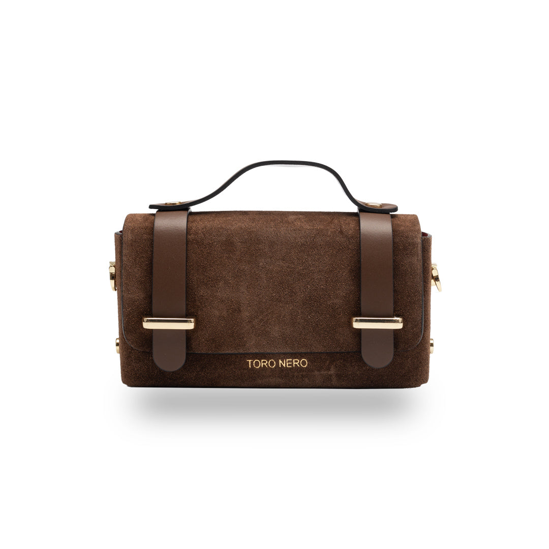 Borsa da donna in pelle naturale marrone cognac-scamosciato Natalia
