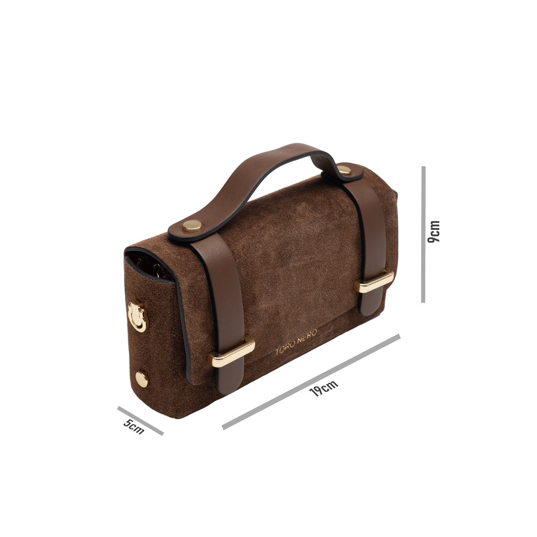 Borsa da donna in pelle naturale marrone cognac-scamosciato Natalia