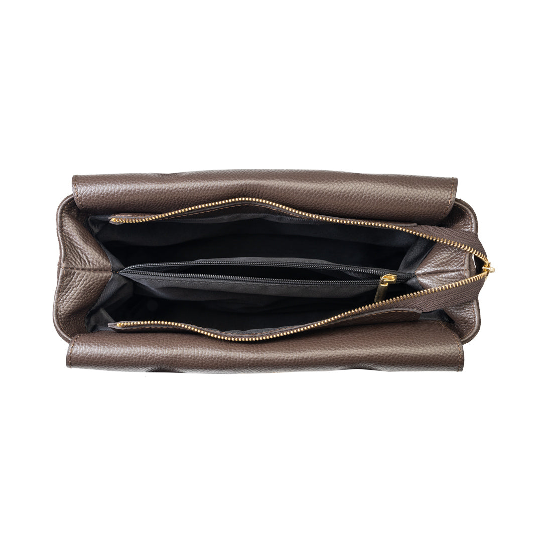 Borsa da donna in vera pelle marrone scuro Mira