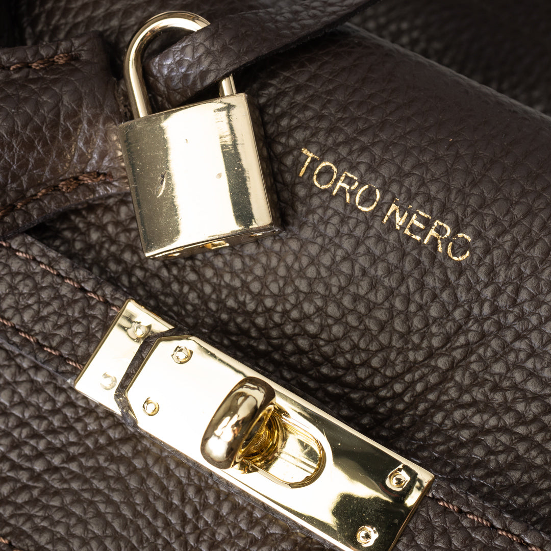 Borsa da donna in vera pelle marrone scuro Mira