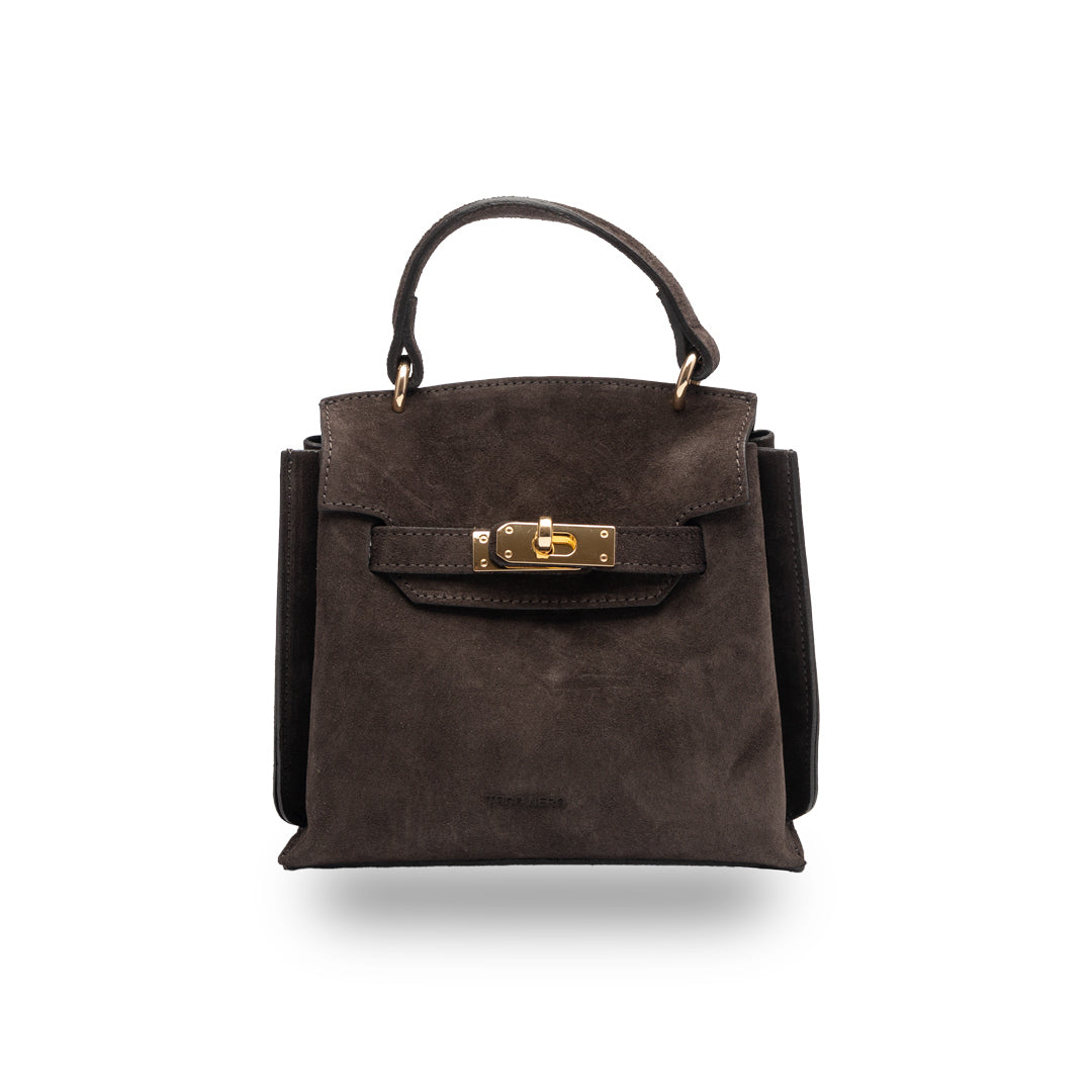 Borsa da donna in vera pelle marrone scuro Renata