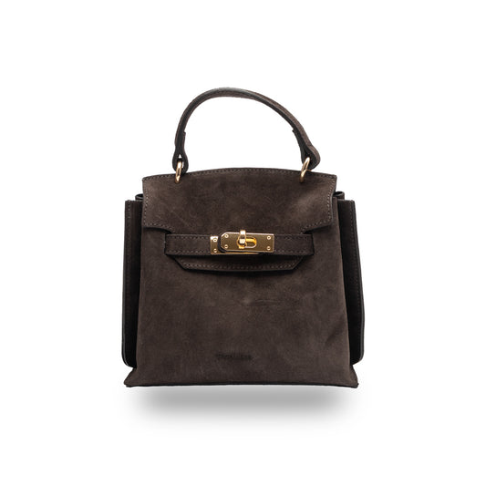 Borsa da donna in vera pelle marrone scuro Renata