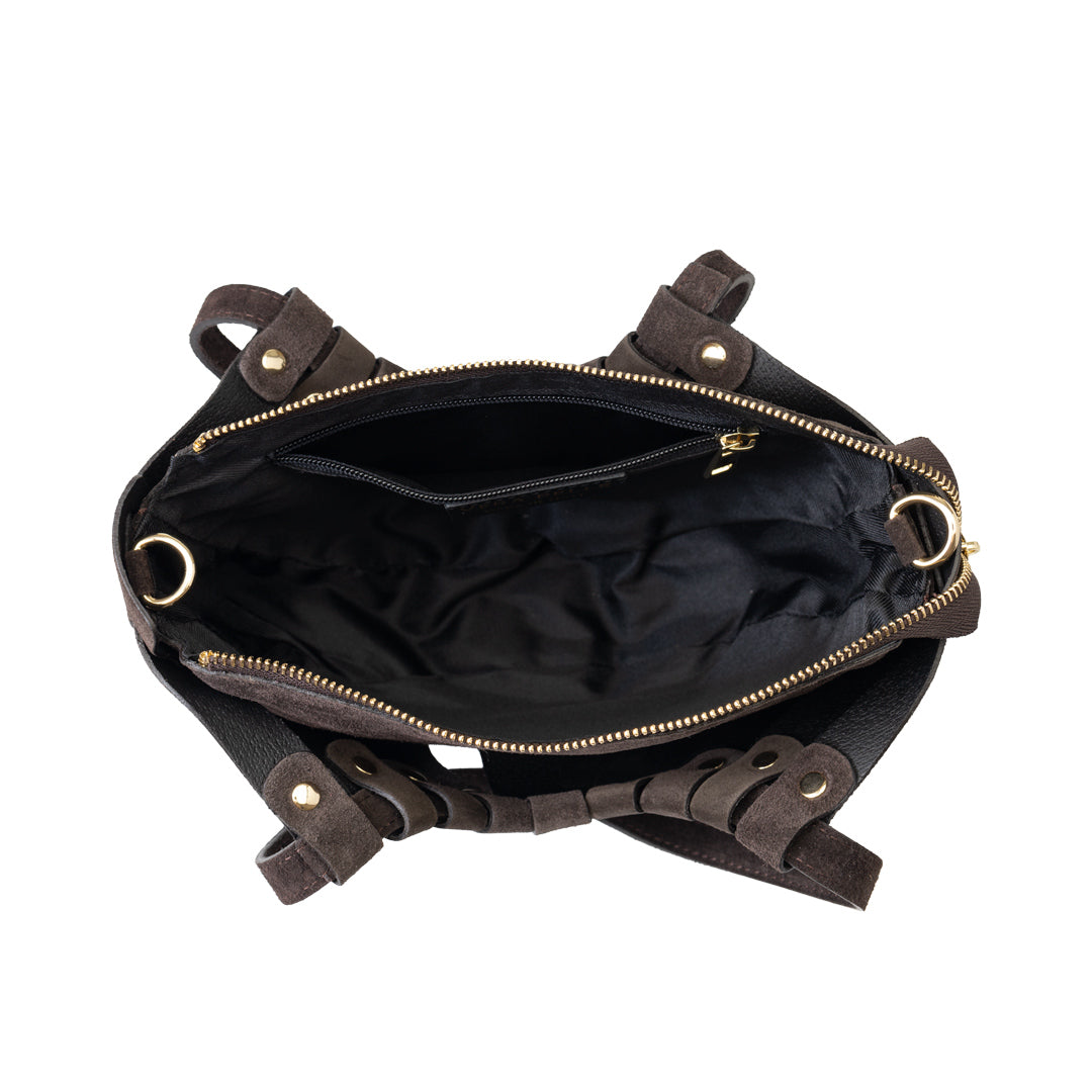 Borsa da donna in pelle naturale marrone scuro Ruth
