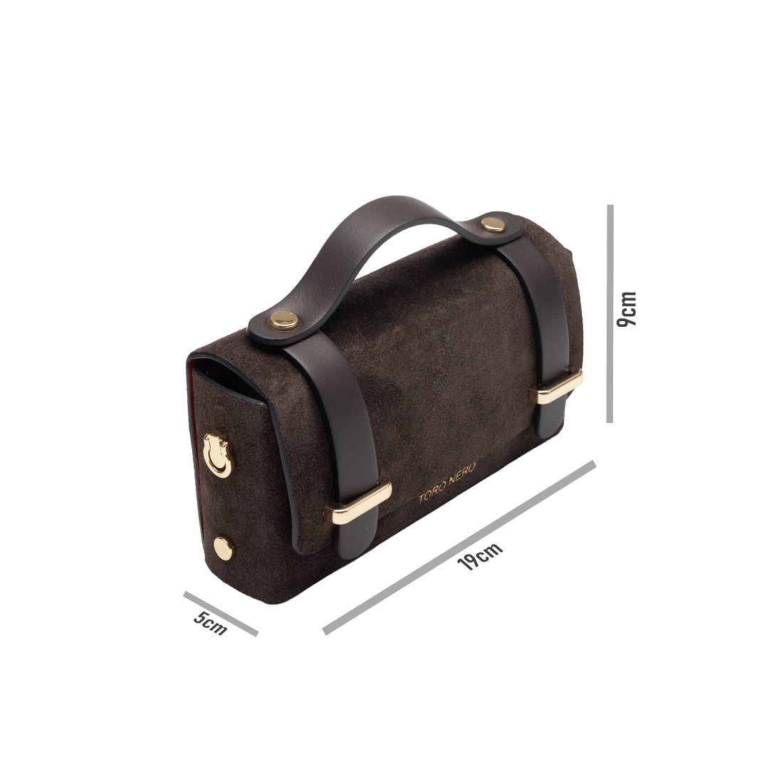 Borsa da donna in vera pelle marrone scuro-scamosciata Natalia