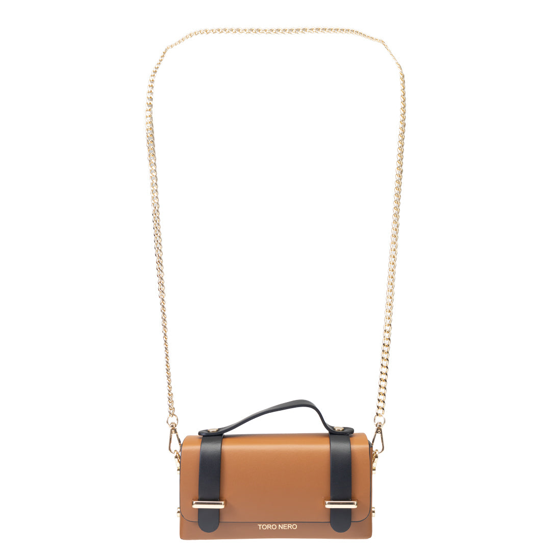 Borsa da donna in vera pelle marrone-nera Natalia