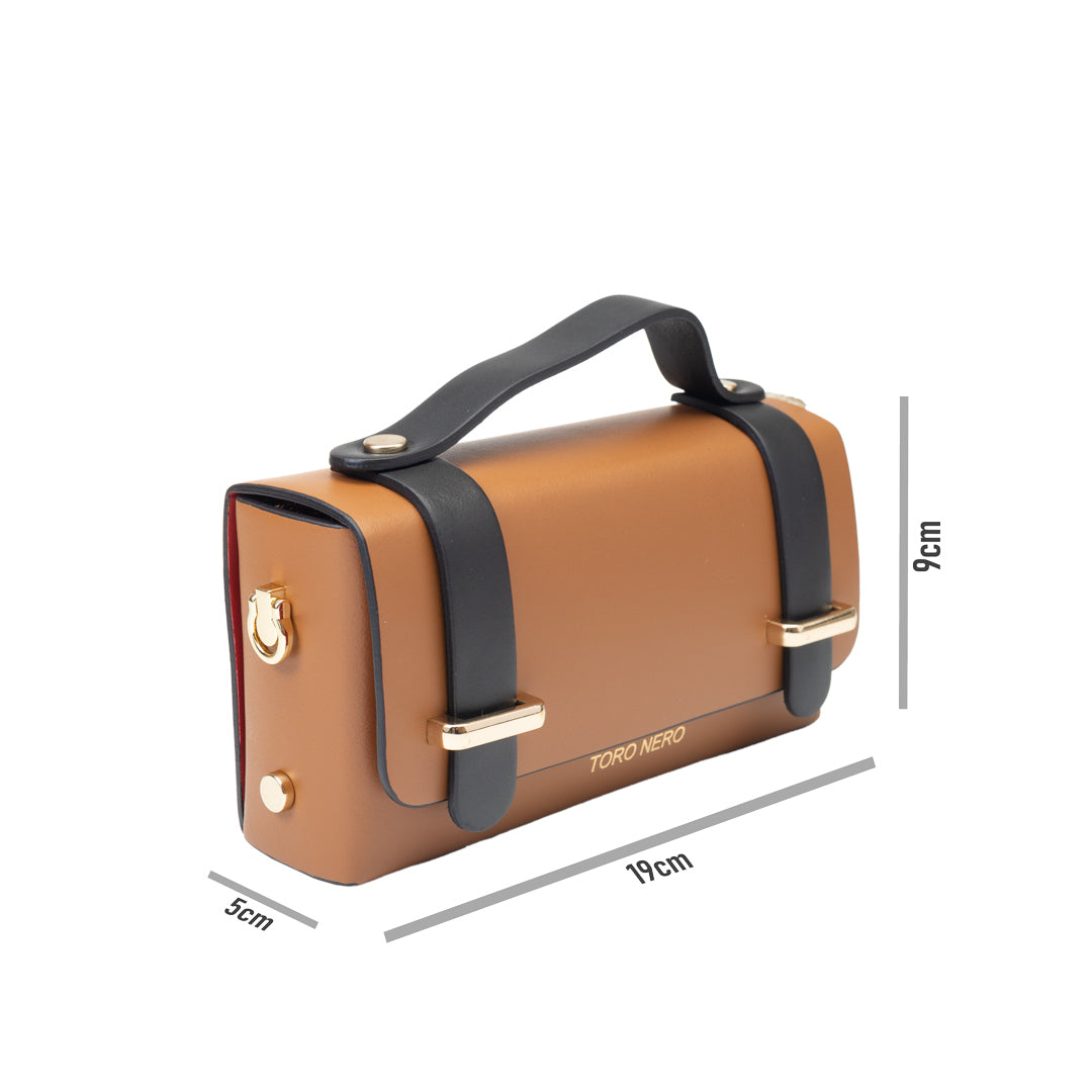 Borsa da donna in vera pelle marrone-nera Natalia