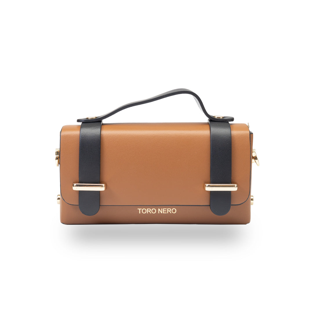 Borsa da donna in vera pelle marrone-nera Natalia