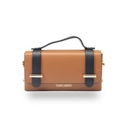 Borsa da donna in vera pelle marrone-nera Natalia