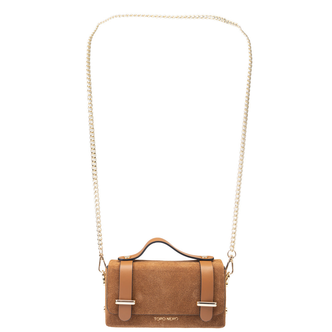 Borsa da donna in pelle scamosciata naturale marrone Natalia