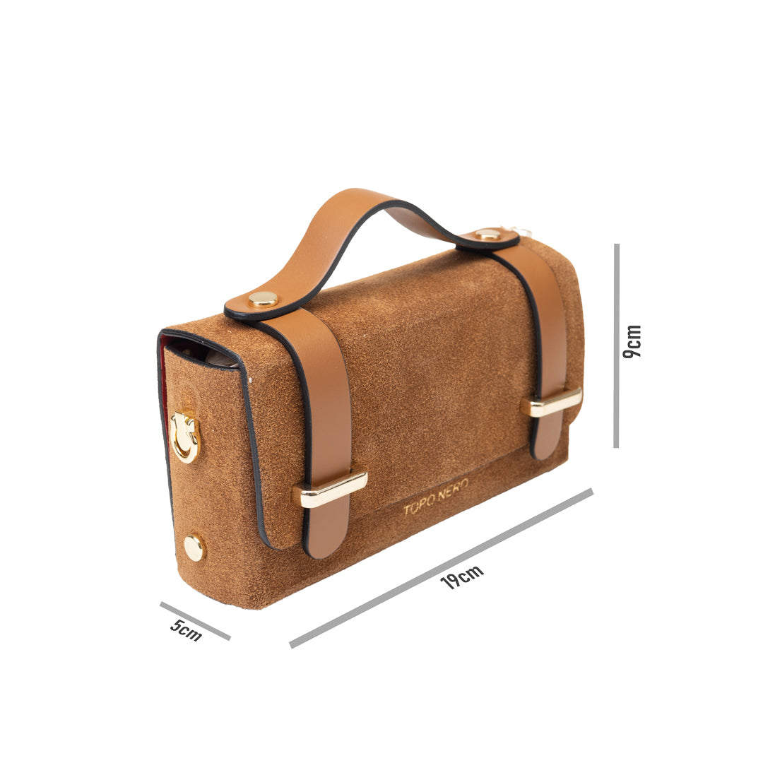 Borsa da donna in pelle scamosciata naturale marrone Natalia