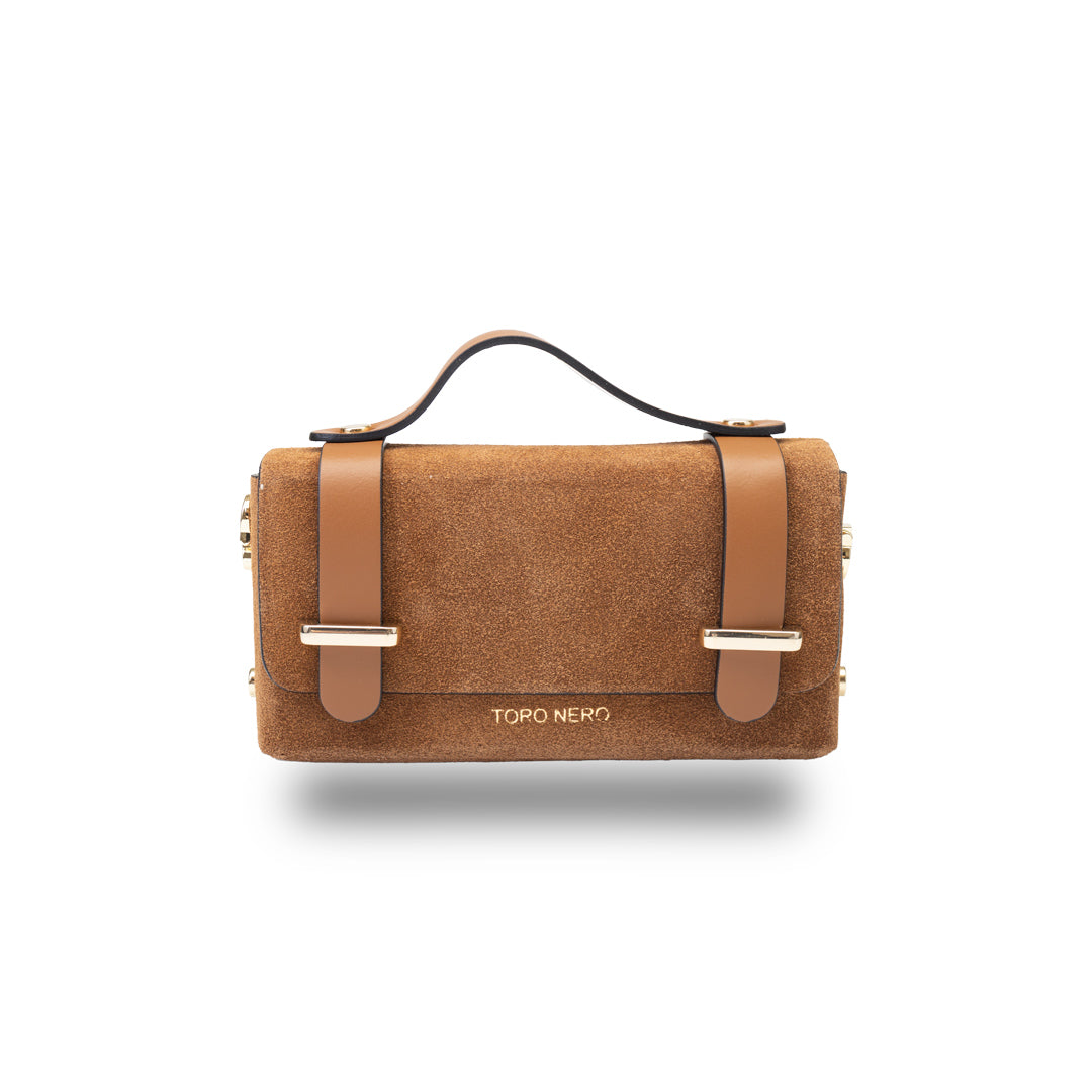 Borsa da donna in pelle scamosciata naturale marrone Natalia