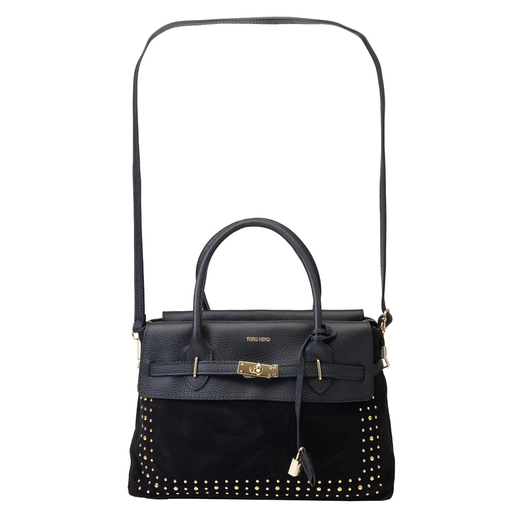 Borsa da donna in vera pelle nera Mira