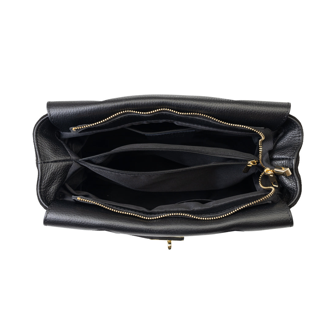 Borsa da donna in vera pelle nera Mira