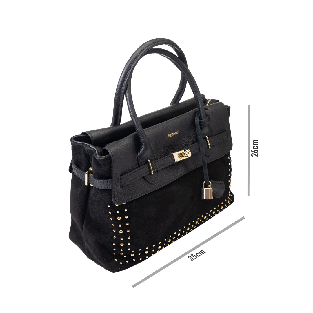 Borsa da donna in vera pelle nera Mira