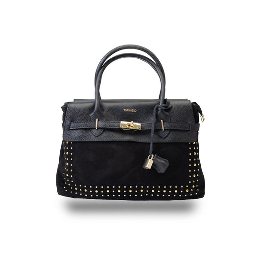 Borsa da donna in vera pelle nera Mira
