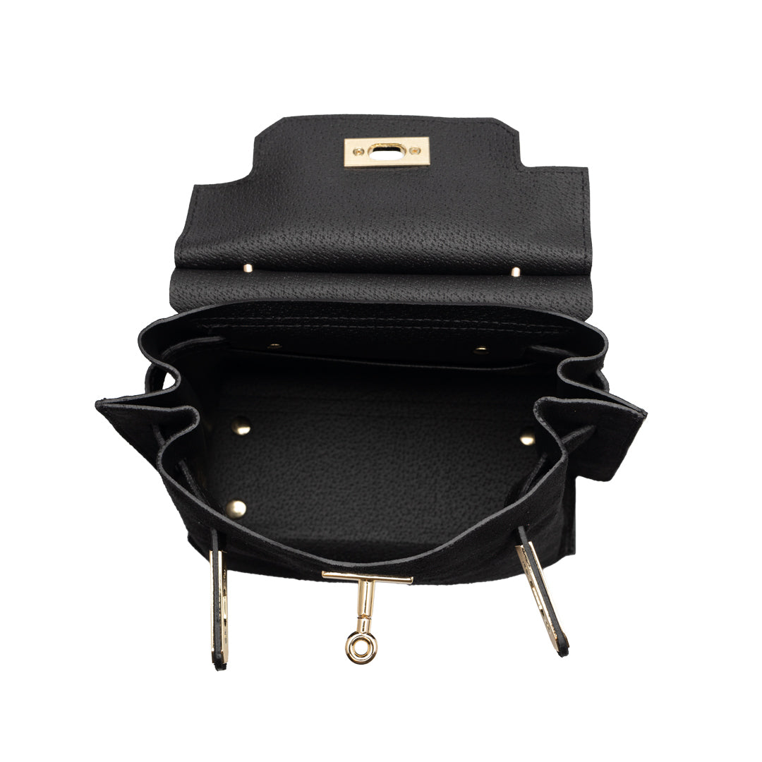 Borsa da donna in vera pelle nera Renata