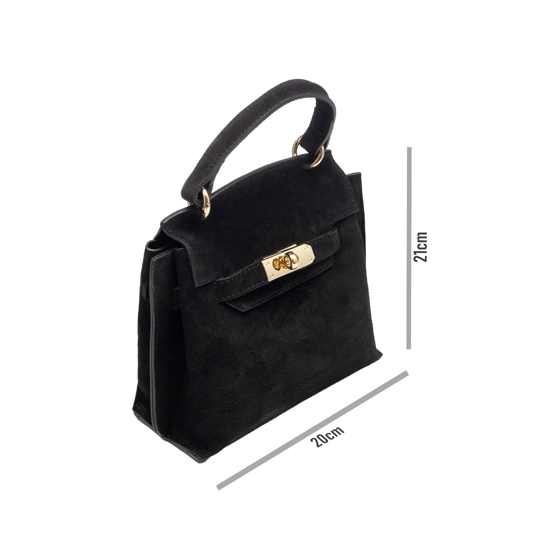 Borsa da donna in vera pelle nera Renata