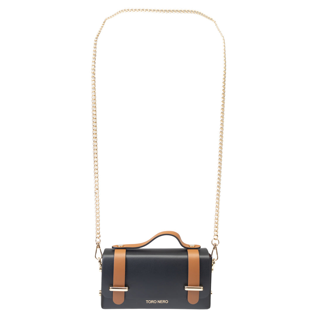 Borsa da donna in vera pelle nero-marrone Natalia