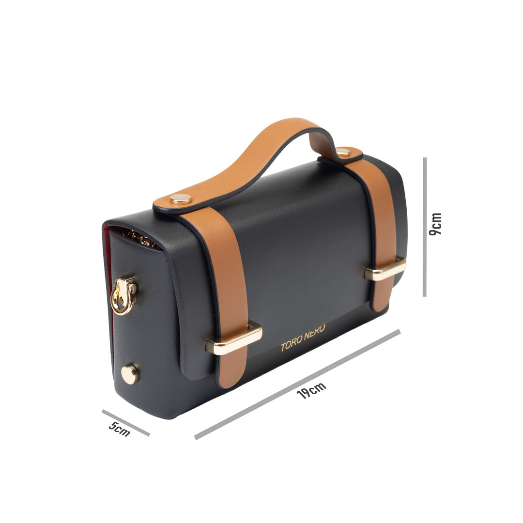 Borsa da donna in vera pelle nero-marrone Natalia