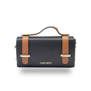 Borsa da donna in vera pelle nero-marrone Natalia