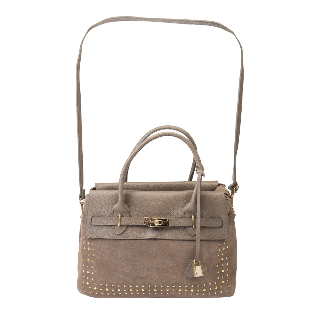 Borsa da donna in vera pelle color talpa Mira