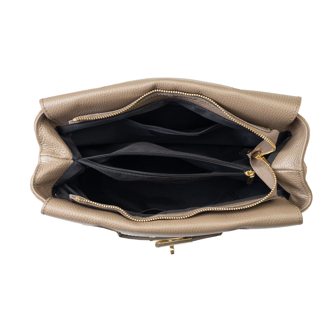 Borsa da donna in vera pelle color talpa Mira